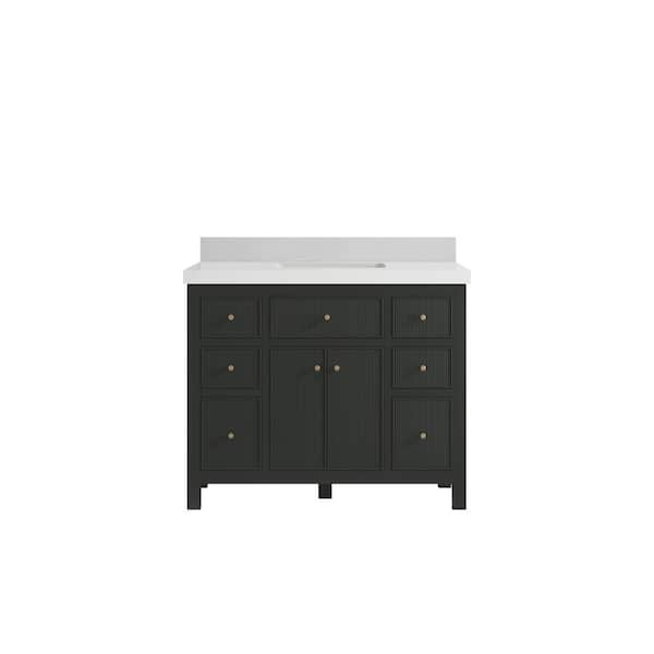 Willow Collections Sonoma 42 in. W x 22 in. D x 36 in. H Single Sink Bath Vanity in Black Top with 2" Carrara Marble Top