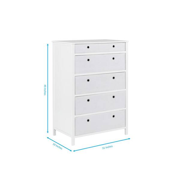 Achim Ez Home Solutions 5 Drawer White, Tall Dresser Height From Floor