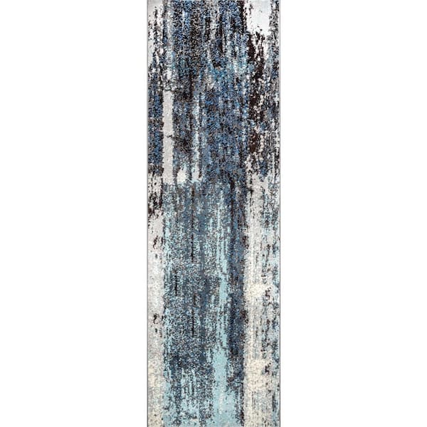 nuLOOM Haydee Abstract Blue 2 ft. 5 in. x 8 Runner Rug
