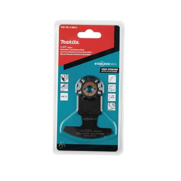 Makita StarlockMax Oscillating Multi-Tool 2-3/4 in. Hard Metal with  Tungsten Carbide 40 Grit Grout and Abrasive Saw Blade E-08610 - The Home  Depot