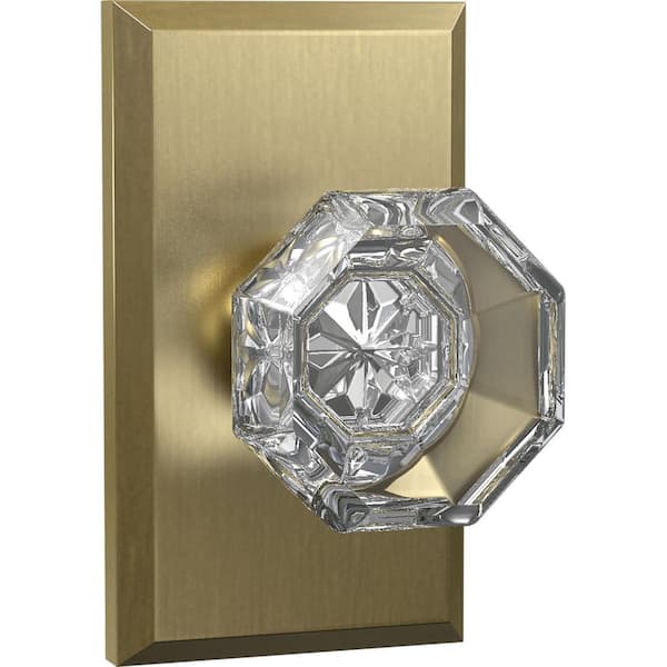 DELANEY HARDWARE Bravura Bancroft 925G-1 Single Dummy Solid Brass Satin  Brass Door Knob w/ rectangle trim BV925-124 - The Home Depot