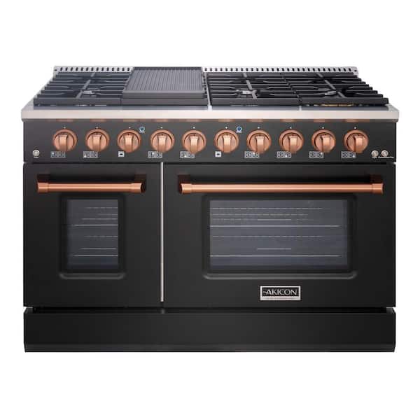 Akicon 48in. 8 Burners Freestanding Gas Range in Black and Copper