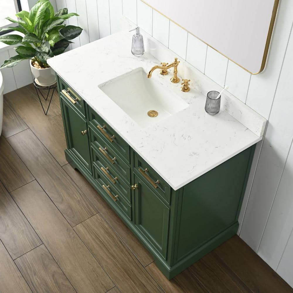 Thompson 48" Evergreen Wood Vanity with Carrara White Top