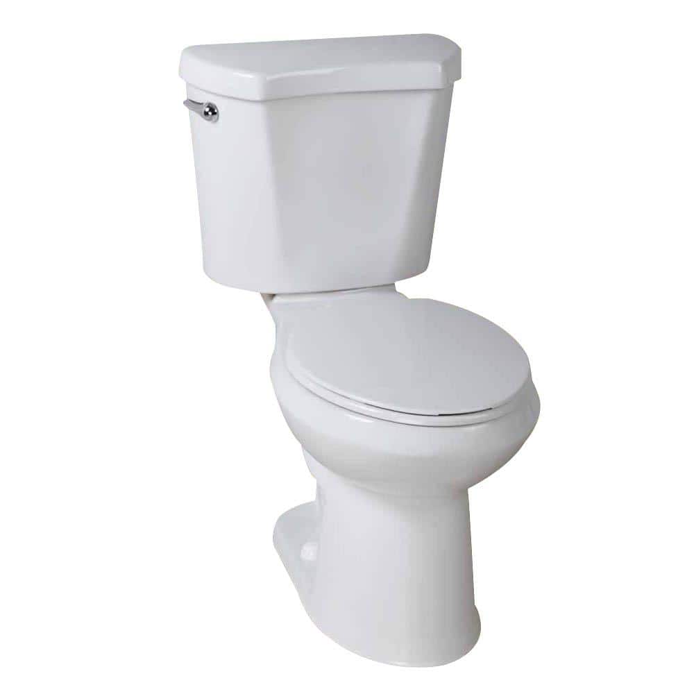 Glacier Bay 10 in. Rough-in 2-Piece 1.28 GPF High Efficiency Single Flush Round Front All-in-One Toilet in White, Seat Included