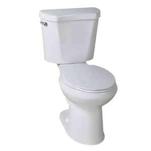 10 in. Rough-In 2-piece 1.28 GPF Single Flush Round Front Toilet in White, Seat Included