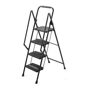 4.5 ft. Black Steel Folding 4 Step Ladder (7 ft. Reach), 500 lbs.  Load Capacity