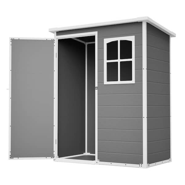 5 ft. W x 3 ft. D Resin Shed with Floor and Lockable door All-Weather Gray-White (15 sq. ft.)