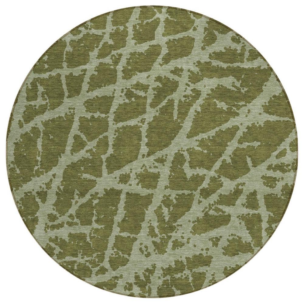 Green 8 ft. Round Abstract Indoor / Outdoor Area Rug price history on PriceWatchPro