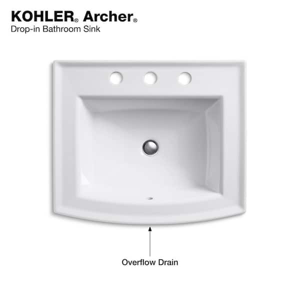 KOHLER Archer Drop-In Vitreous China Bathroom Sink in White with Overflow Drain