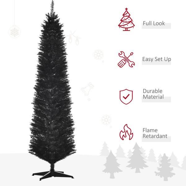 HOMCOM 7ft Artificial Christmas Tree Holiday Home Decoration Automatic Open Black Halloween Style