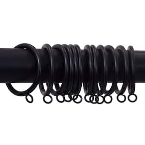 1 in. Drapery Rings with Grommets for 1 in. or 1 3/8 in. Poles in Matte Black (12-Pack)