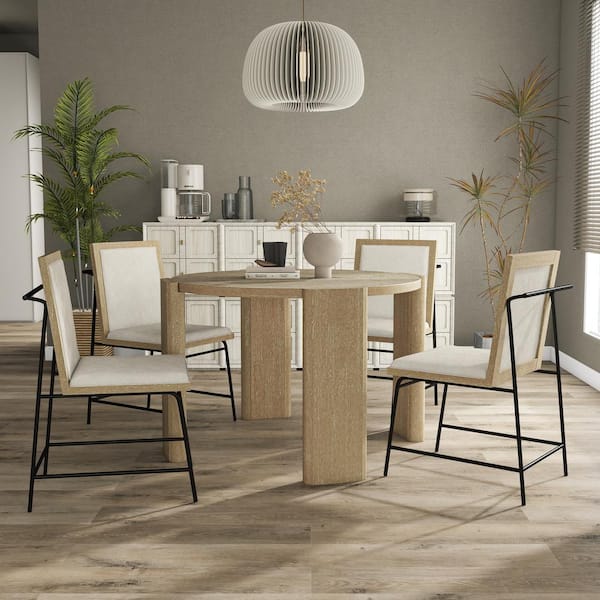 Furniture of America Ashford 5-Piece Round Oak Modern Farmhouse Wood Top Dining Room Set