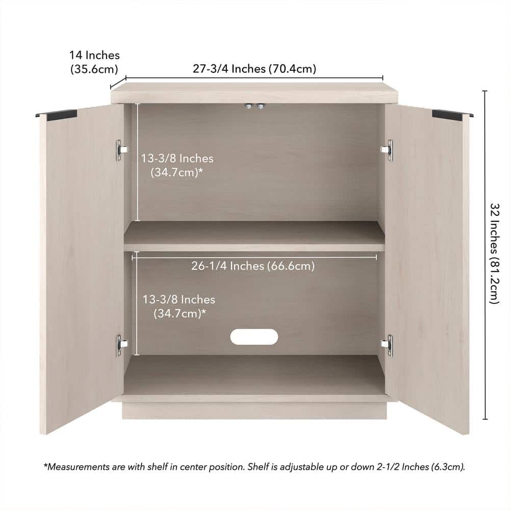 Alder White 28" Freestanding Office Cabinet with Adjustable Shelving