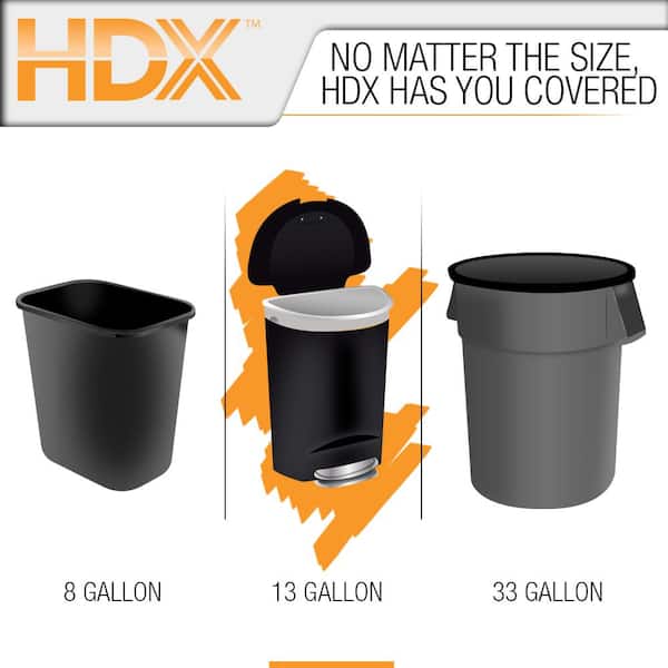 HDX 13 Gallon White Flap Tie Kitchen Trash Bags (100-Count) HDX