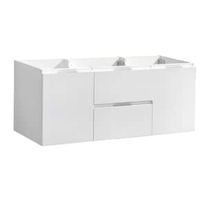 Valencia 48 in. W Wall Hung Bathroom Double Vanity Cabinet in Glossy White