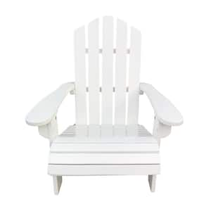 14.76 in. x 17. 4 in. x 23. 62 in. Small Outdoor Wood Adirondack chair in White (1-Pack)