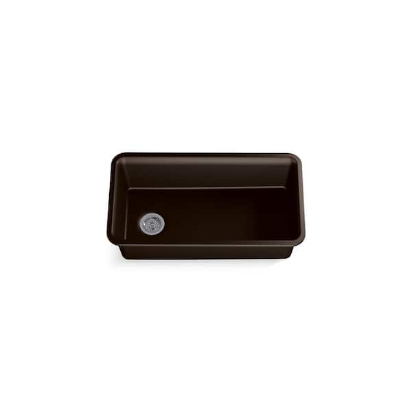 KOHLER Cairn Undermount Neoroc Granite Composite 33.5 in. Single Bowl Kitchen Sink Kit in Matte Brown