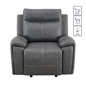 Gaston Gray Leather Glider Manual Recliner