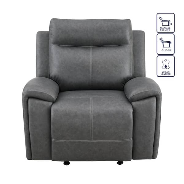 Gaston Gray Leather Glider Manual Recliner