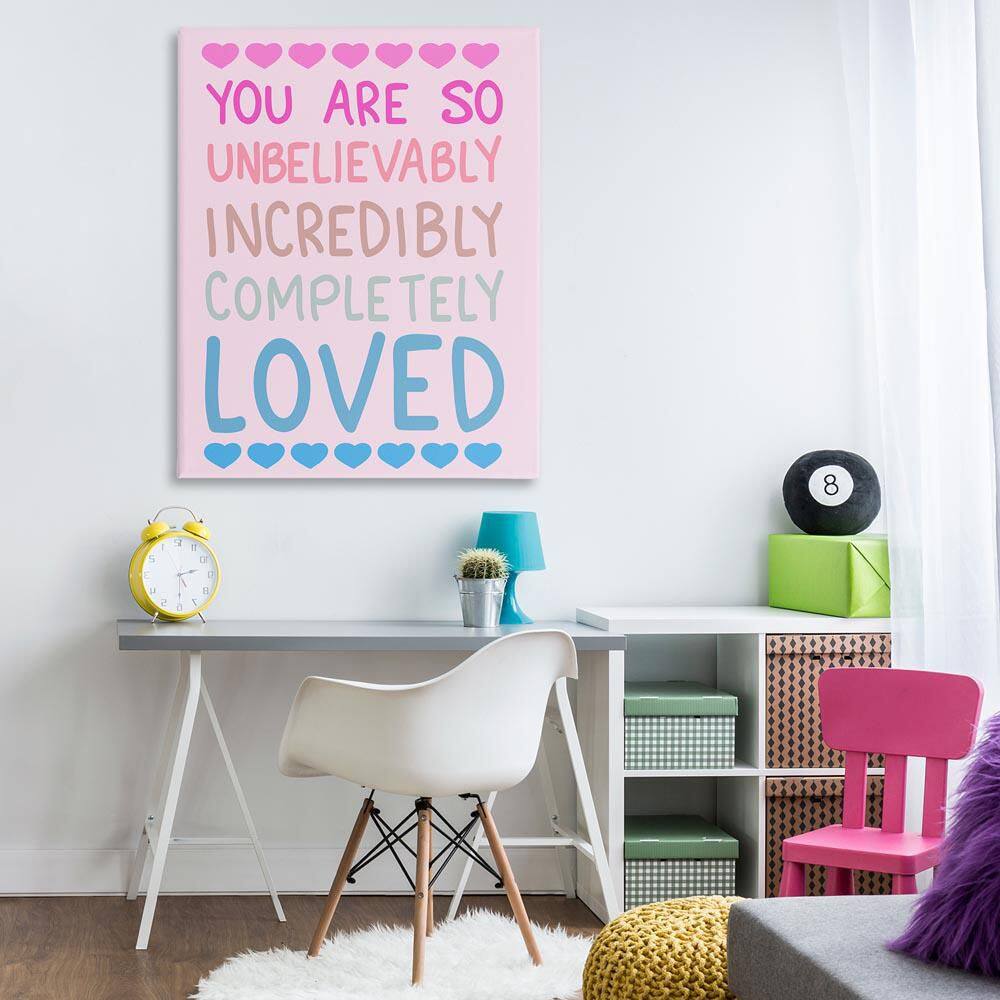 Incredibly Loved with Hearts by Sweet Melody Designs Unframed Typography Graphic Art Print 48 in. x 36 in. price history on PriceWatchPro