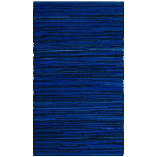 SAFAVIEH Rag Rug Blue/Multi Doormat 3 ft. x 4 ft. Striped Gradient Area Rug