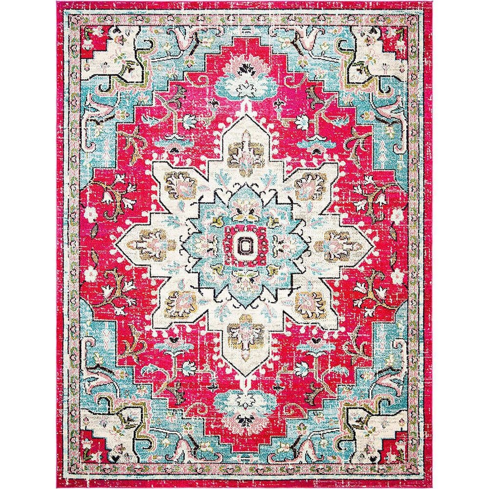 Red 8 ft. x 10 ft. Oriental Indoor Polypropylene Area Rug
