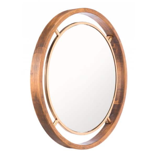 HomeRoots 23.6 in. x 23.6 in. Classic Irregular Framed Gold Vanity Mirror