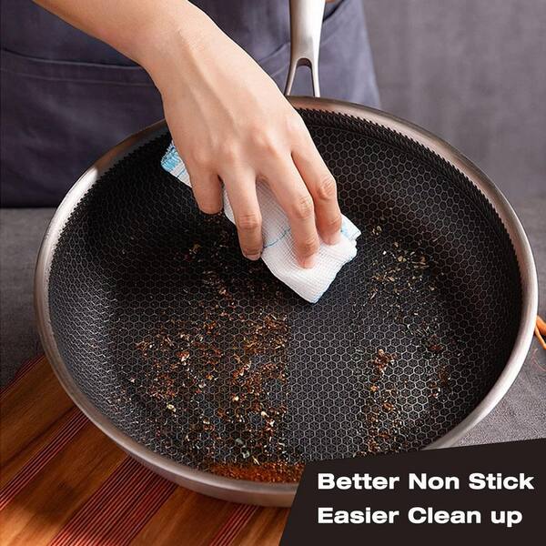 Hybrid Laser-Etched 14.5 Inch Stainless Steel Wok Non-Stick Pan