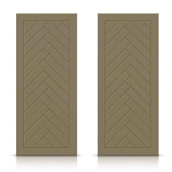 CALHOME 48 in. x 80 in. Hollow Core Olive Green Painted Composite MDF Interior Double Closet Sliding Doors