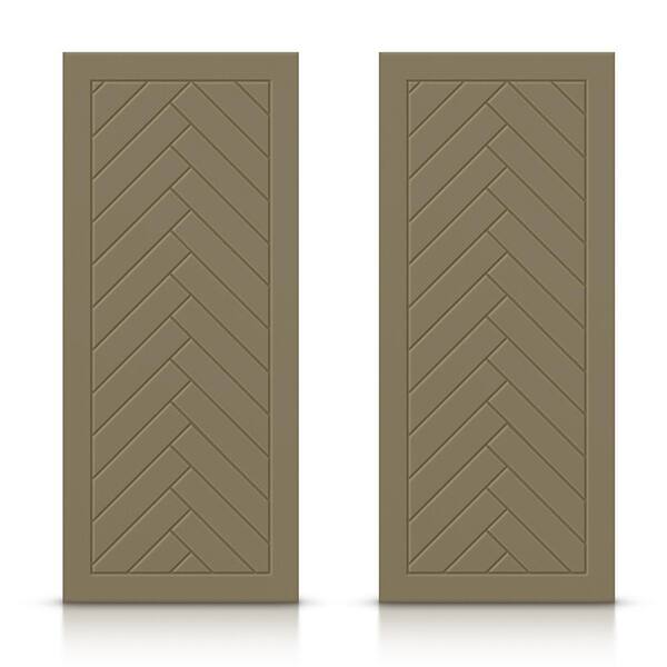 CALHOME 72 in. x 80 in. Hollow Core Olive Green Painted Composite MDF Interior Double Closet Sliding Doors
