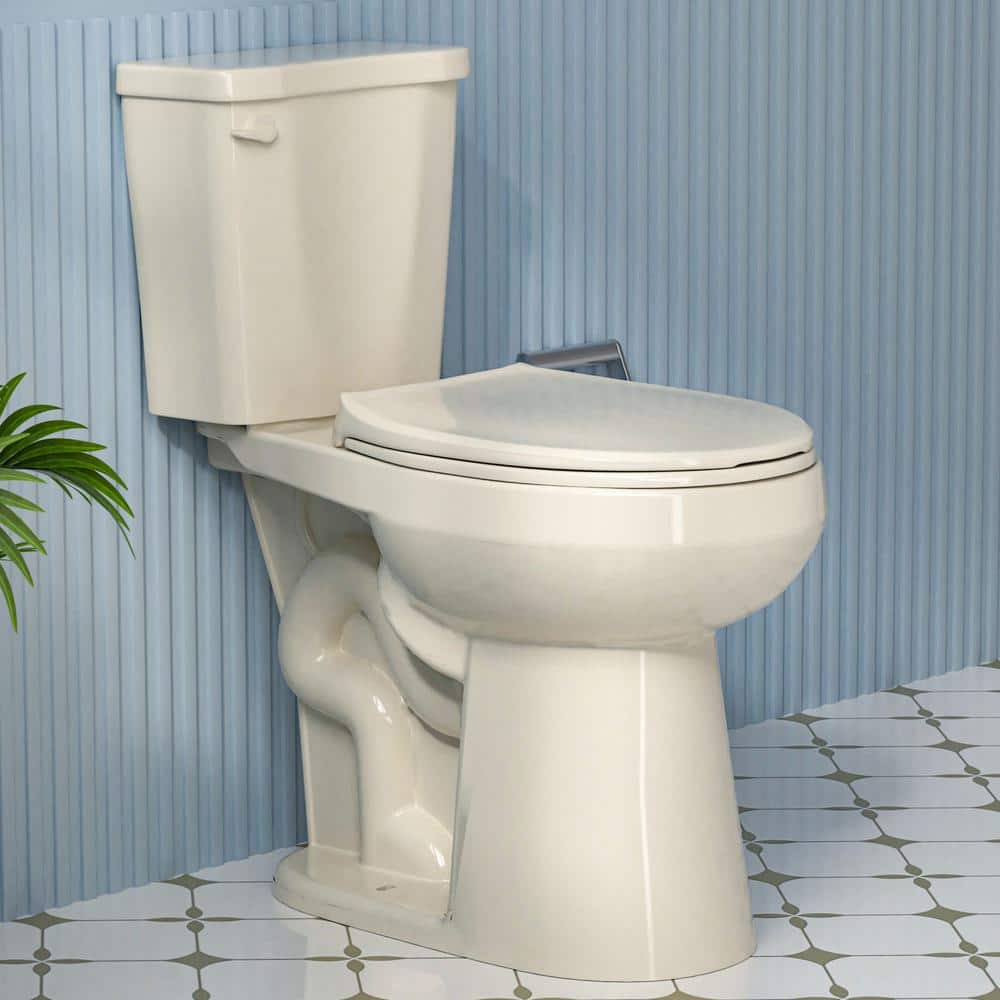 19 in. Tall Seat 2-Piece Toilet 1.28 GPF Single Flush Round Toilet Map Flus