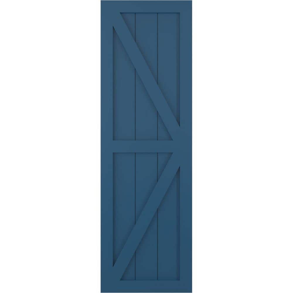 "12"" x 78"" True Fit PVC Two Equal Panel Farmhouse Fixed Mount Board and Batten Shutters w/Z-Bar, Sojourn Blue (Per Pair)" price history on PriceWatchPro