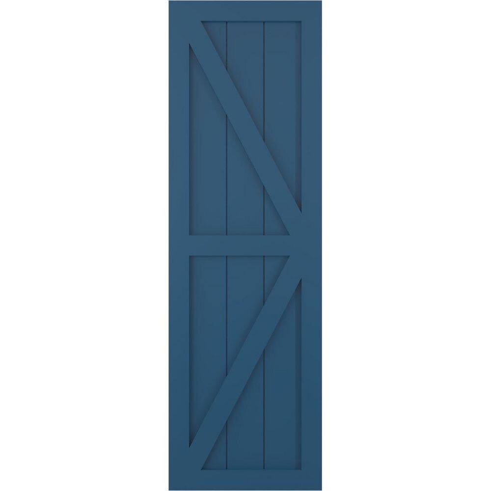 18 in. x 27 in. True Fit PVC 2 Equal Panel Farmhouse Fixed Mount Z-Bar Board and Batten Shutters Pair in Sojourn Blue price history on PriceWatchPro