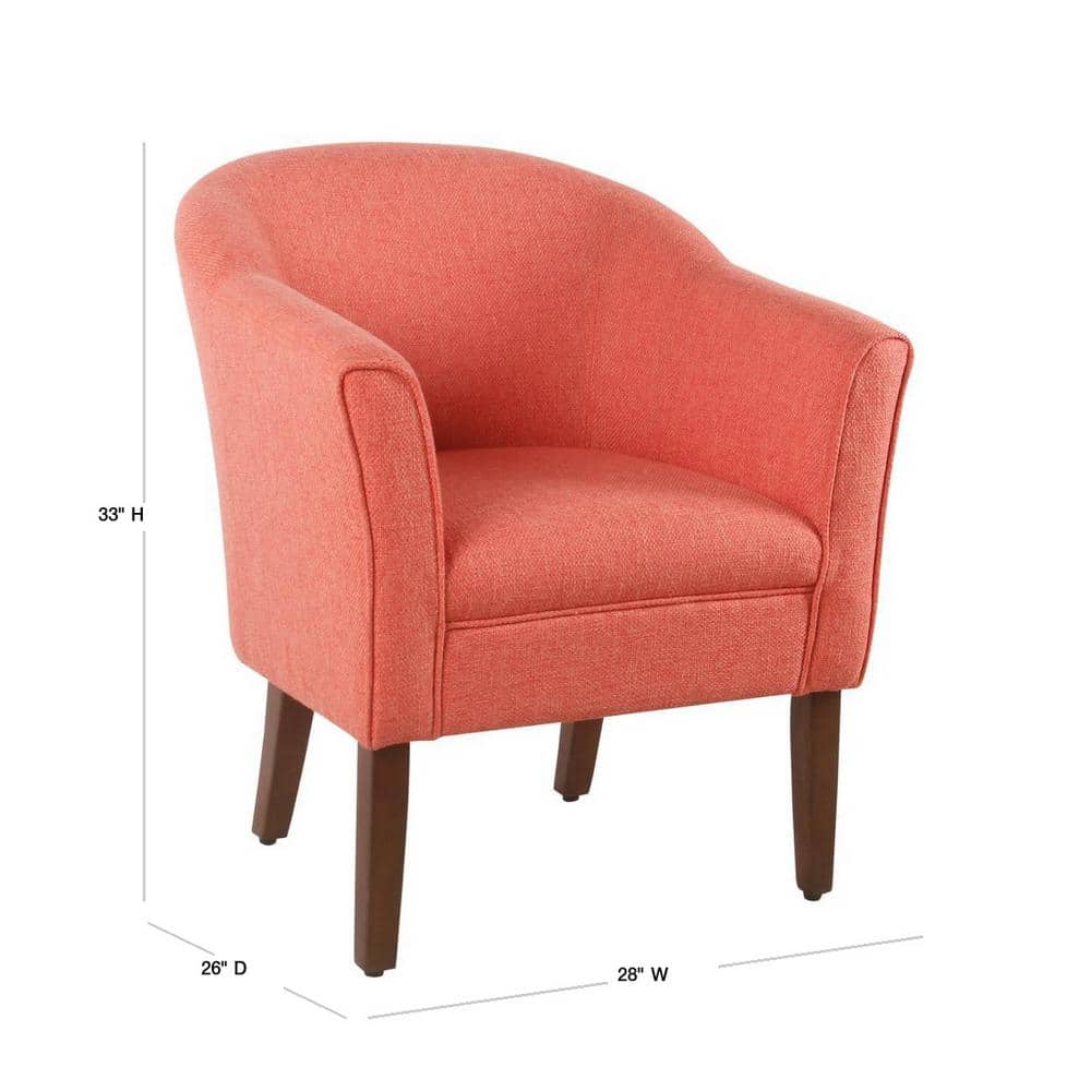 Modern Barrel Accent Chair in Lush Orange with Wood Legs