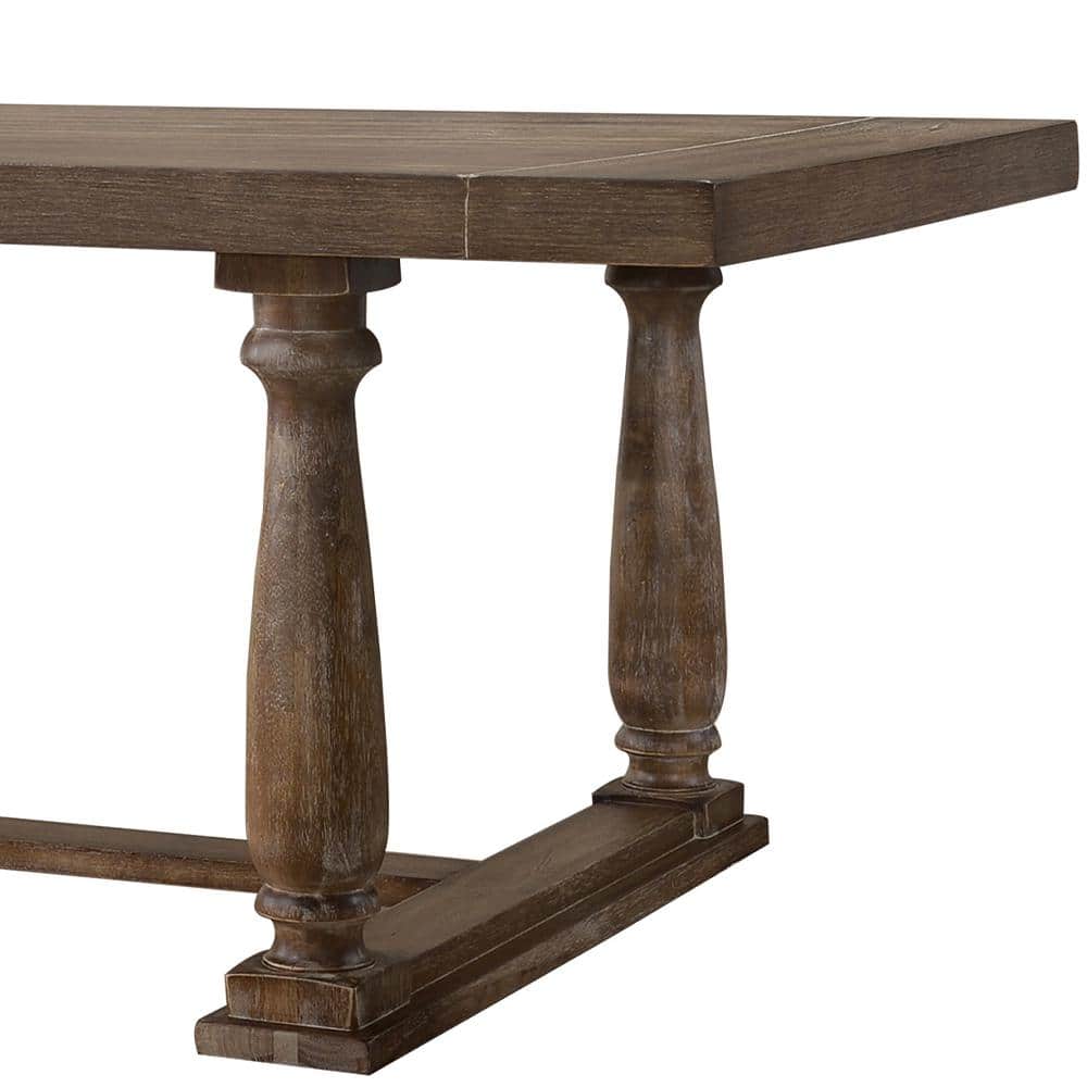 Weathered Oak Rectangular Wood Dining Table with Trestle Base