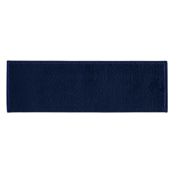 SUSSEXHOME Trellisville Collection Solid Navy 9 in. x 28 in. Polypropylene Stair Tread Cover (Set of 15)
