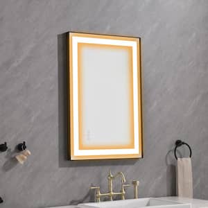 36 in. W x 24 in. H Rectangular Frameless Wall Mounted LED Light Bathroom Vanity Mirror Anti-Fog and Dimmable, Black