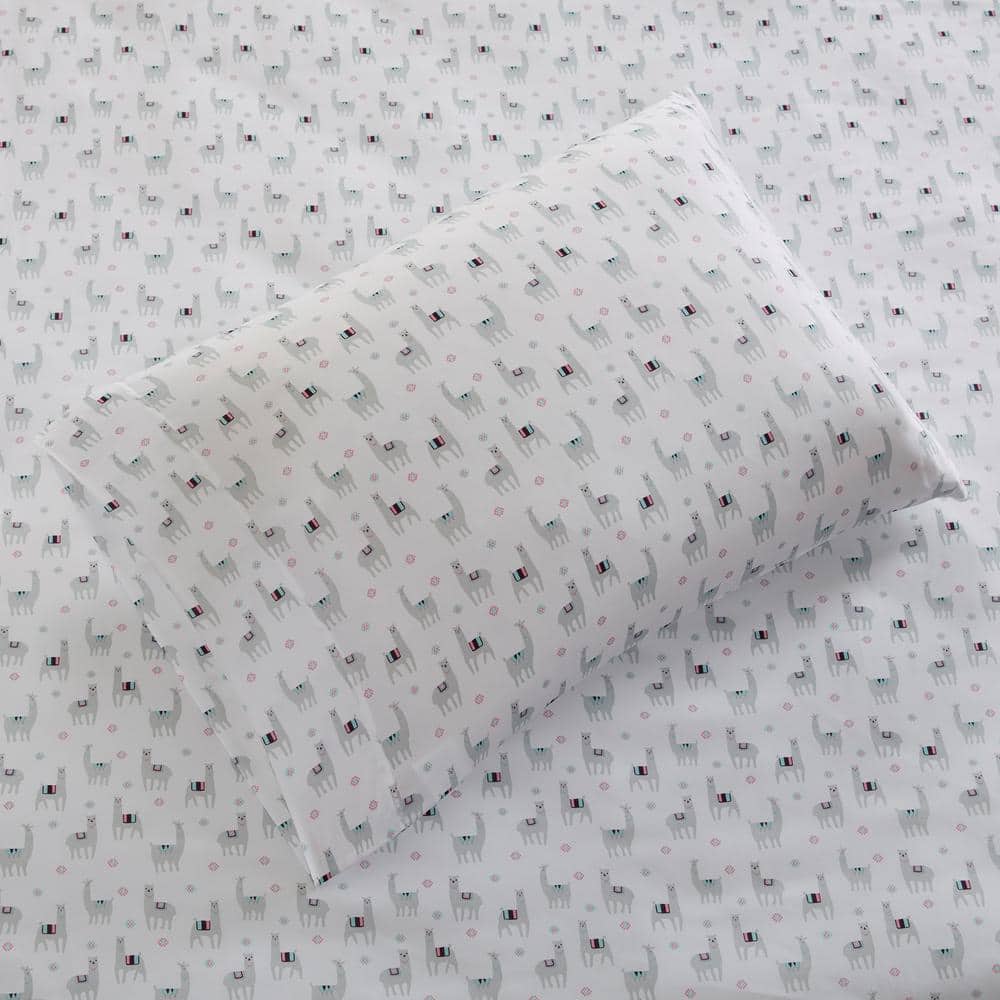 Gray Llama Print Queen Microfiber Sheet Set