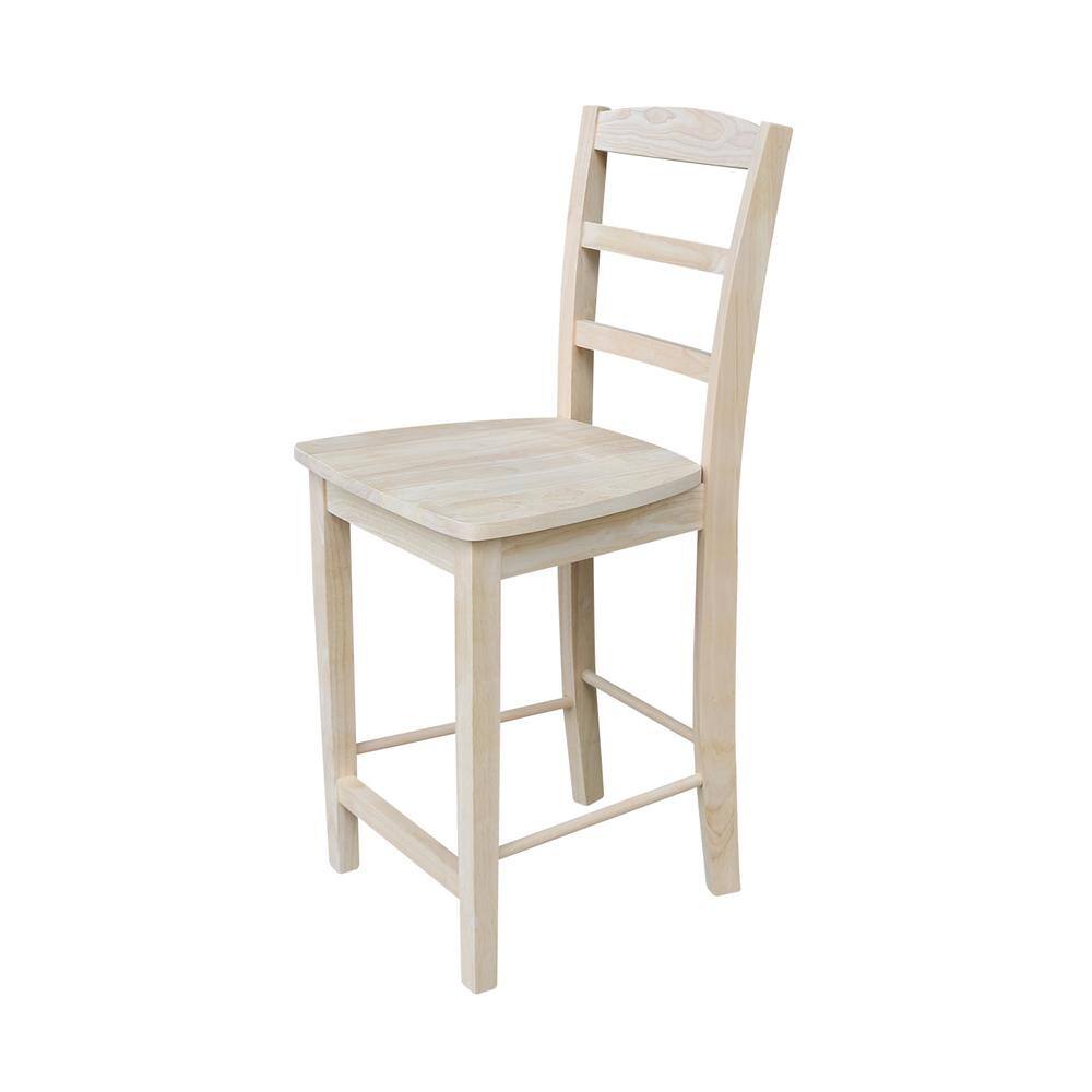 Traditional Unfinished Solid Parawood 24" Madrid Barstool