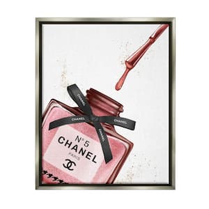Makeup Nail Polish Brush Drip Pink Fashion Design by Ziwei Li Floater Frame Culture Wall Art Print 31 in. x 25 in.