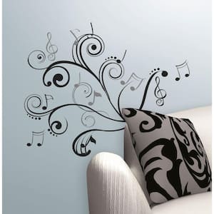 10 in. x 18 in. Music Scroll Notes 50-Piece Peel and Stick Wall Decals