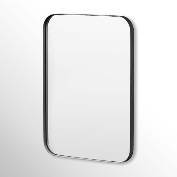 22 in. W x 30 in. H Rectangular Framed Tempered Glass Wall-Mounted Bathroom Vanity Mirror in Black