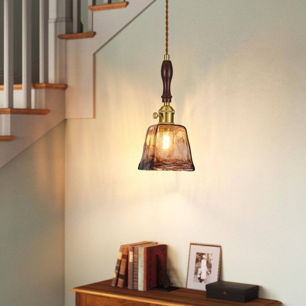 Home Light 60-Watt 1-Light Gold Pendant Light With Brown Amber Glass Shade, No Bulbs Included, 2-Pack price history on PriceWatchPro