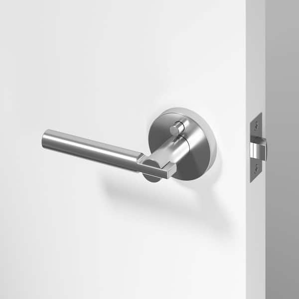 Terra Metal Chrome Privacy Bed/Bath Round Door Handle with Push Button and Round Rosette