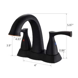SWUG 4 in. Centerset Double Handle Bathroom Faucet Combo Kit with Pop-up Drain and Drain Include in Oil-Rubbed Bronze