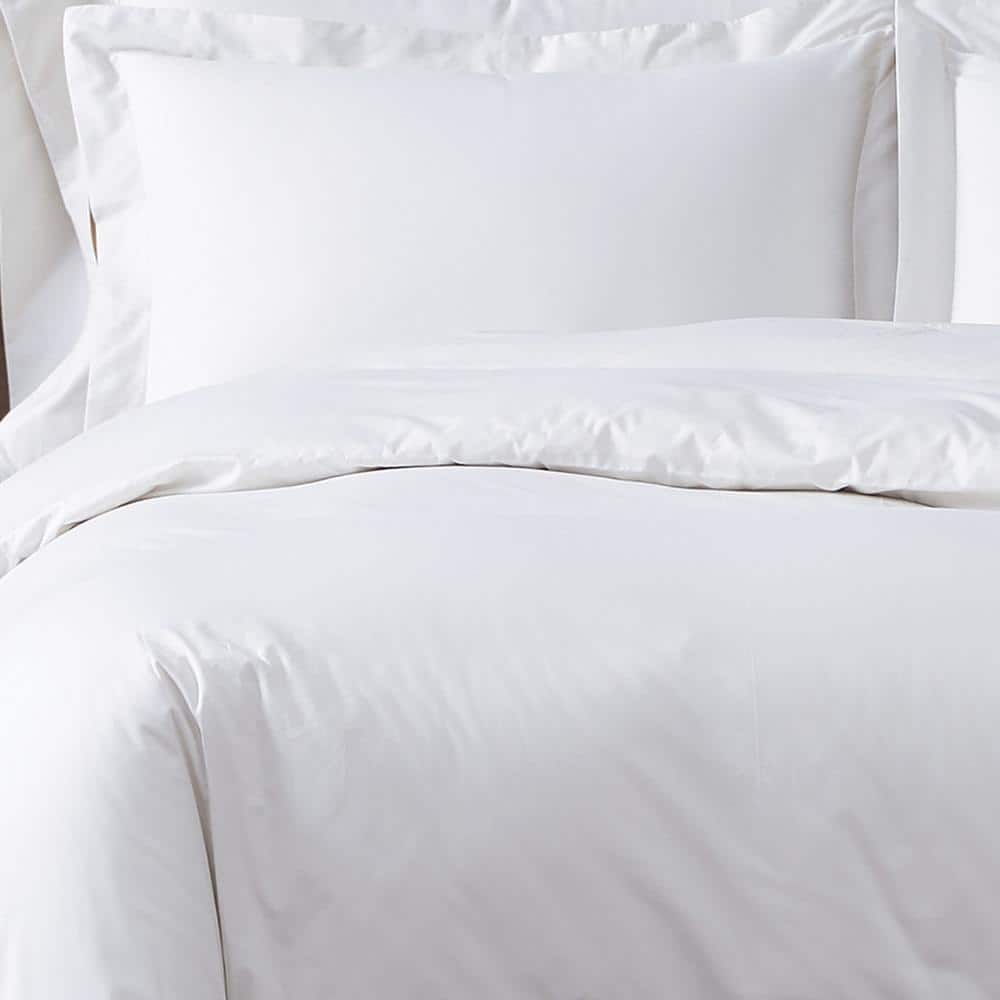 White Cotton Percale Full/Queen Duvet Set