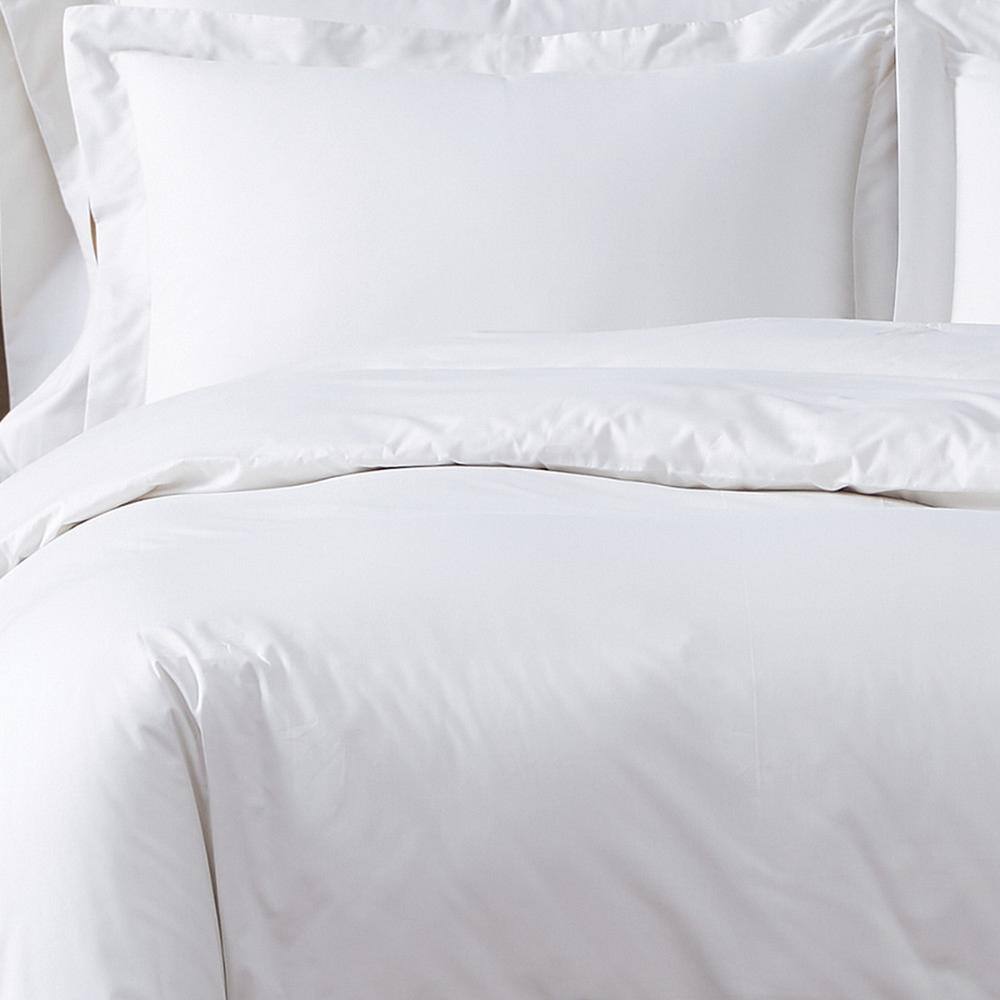 White Cotton Percale Full/Queen Duvet Cover Set