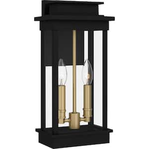 Noelle 2-Light Matte Black Outdoor Wall Lantern Sconce