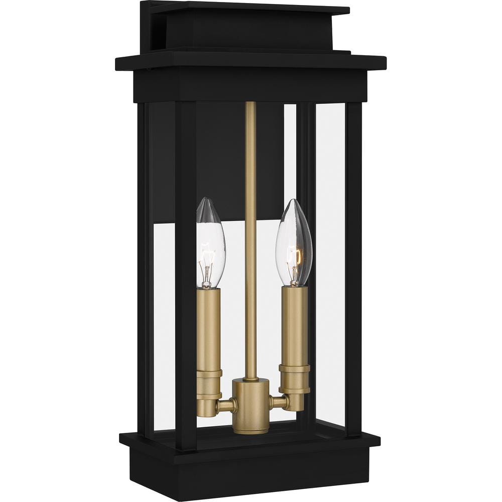 Quoizel Noelle 2-Light Matte Black Outdoor Wall Lantern Sconce
