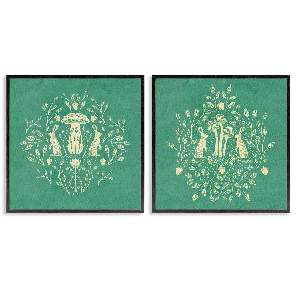 Boho Symmetrical Rabbits by Katie O'Shea 2 Pieces Black Framed Animal Giclee Art Print 12 in. x 12 in. price history on PriceWatchPro